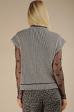 Two Tone Ribbed Knit Sweater Vest