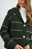 Collared Striped Cardigan Sweater