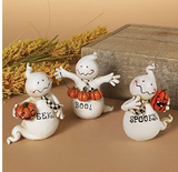 Resin Halloween Ghost Figurine W/ Pumpkin