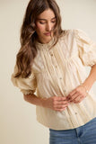 Lace Pintuck Cotton Blouse