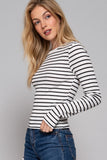 Crew Neck Striped Knit Top