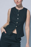 Front Slit Linen Vest