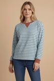 Cloudy Knit Contrast Stripe Top