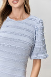 Textured Bubble Sleeve Mid Dress