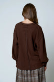 Textured Exposed Seam Knit Top