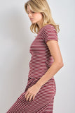 Striped Short Sleeve Knit Top