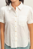 Puff Sleeve Button Up Top