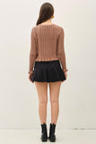 Ruffled Pointelle Cropped Cardigan