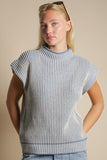 Two Tone Ribbed Knit Sweater Vest