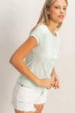 Eyelet Button Front Knit Top