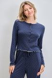 Polka Dot Print Button Up Top