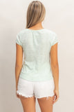 Eyelet Button Front Knit Top