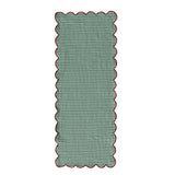Woven Cotton Scalloped Two-sided Table Runner W Check Pattern