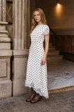 Asymmetrical Polka Dot Midi Dress