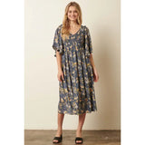 Floral Flutter Sleeve Midi Dress