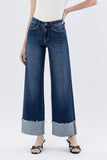 High Rise Cuffed Wide Leg Jeans