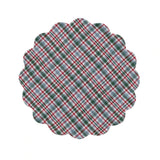 Woven Cotton Scalloped Placemat W Plaid Pattern, Multi Color
