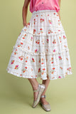 Floral Ruffled Midi Skirt