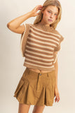 Striped Mock Neck Sweater Vest