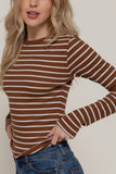Crew Neck Striped Knit Top