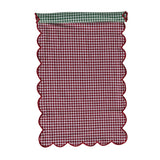 Woven Cotton Scalloped Two-sided Table Runner W Check Pattern