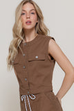 Sleeveless Stretch Denim Top