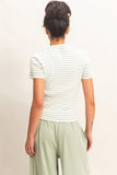 Striped Ribbed Crew Neck Top
