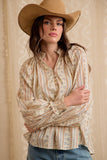 Smocked Linen Blend Blouse