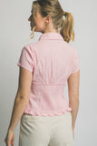 Ruffled Hem Button Up Top