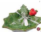 Ceramic Holly Berry Bowl W/spreader