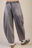 Washed Denim Barrel Leg Pants