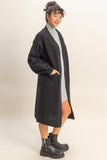 Textured Open Front Long Cardigan