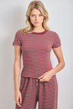 Striped Short Sleeve Knit Top