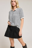 Short Sleeve Striped Cardigan