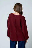 Textured Exposed Seam Knit Top