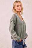Washed V-Neck Cardigan