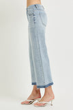 High Rise Crop Wide Geometric Cube Print Jeans