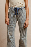 Twill Striped Barrel Leg Jeans