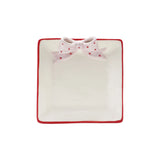 Hand-painted Stoneware Striped Plate Pink & Red