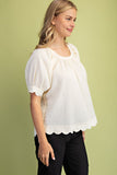 Textured Scallop Edged Blouse