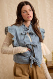 Striped Tie Front Chambray Vest