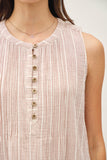 Striped Cotton Gauze Button Up Tank