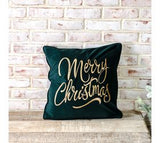 Merry Christmas Green Velvet Pillow