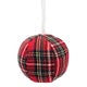 Red Plaid Ball Hanging Ornament Sm