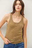 Textured Knit Henley Tank