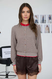 Striped Contrast Trim Knit Cardigan