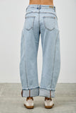 Cuffed Barrel Leg Jeans