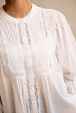Pleated Lace Trim Blouse