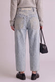 Patch Detail Washed Denim Barrel Jeans