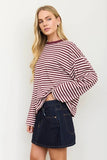 Striped Long Sleeve Knit Top